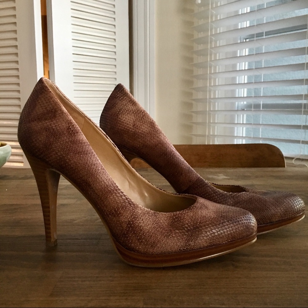 Faux snake skin pumps by Nine West